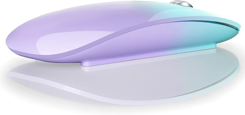 TENMOS M18 Bluetooth Mouse, USB C Rechargeable Wireless Mouse, Triple Mode (Dual Bluetooth+USB) Silent Mice Portable with USB Receiver and Type C Adapter for Laptop/MacBook/iPad - Green and Purple - Image 1